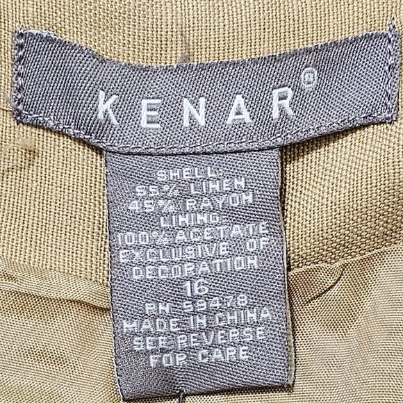 Kenar Pants Womens Sz 16 Linen Blend‎ Brown Embroidered Floral Wide Leg Side Zip - Picture 15 of 16